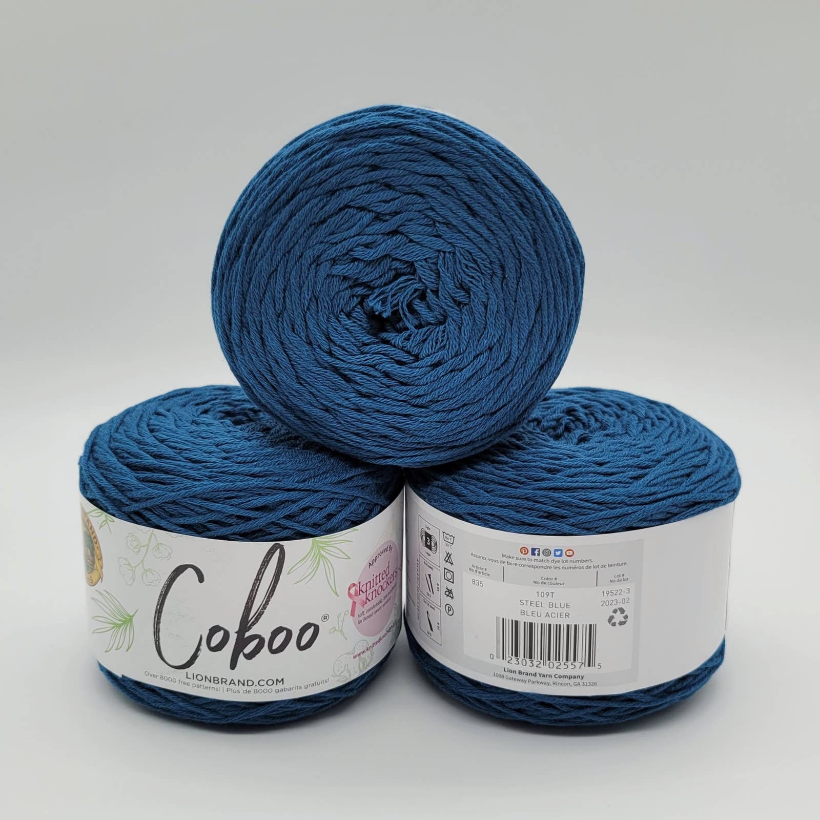 Lion Brand Yarn Coboo Steel Blue Light Blue Yarn 3 Pack 