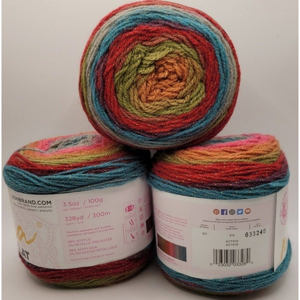 Mandala Sparkle Yarn Lot of 3 Cakes in Astrid, Beautiful Yarn with Sparkle, Yarn for Party Clothes, Yarn for Shawls, Fun Yarn