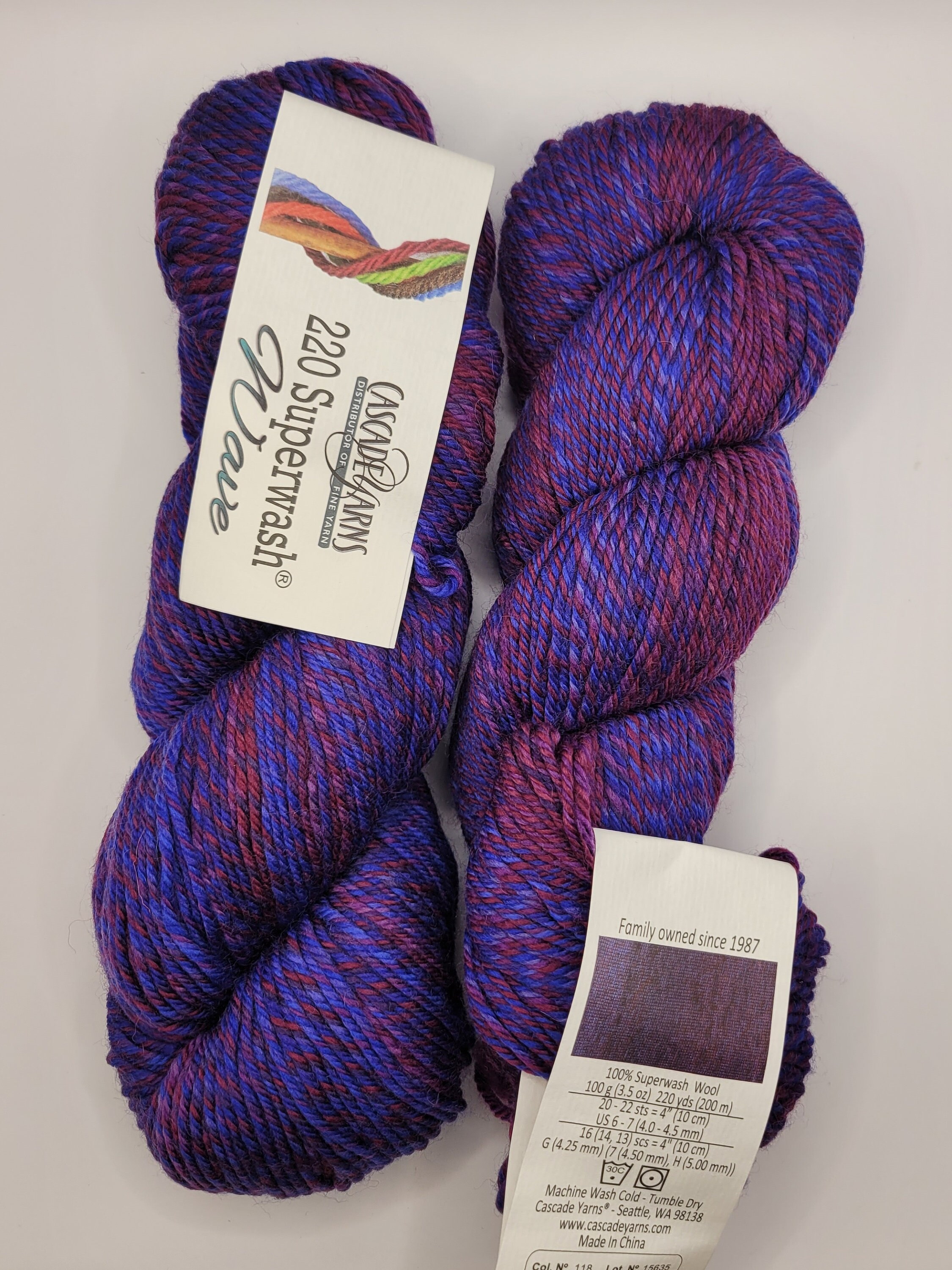 Cascade 220 Superwash Wave Wool Yarn: Petunia, 2 Hanks - Etsy