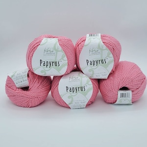 Cotton Silk Blend Yarn Fibra Natura Papyrus 5 in Camelia Soft Beautiful for All Your Projects Gifts Shawls