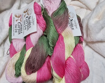 Cascade de fils de coton noble teint à la main, 5 po. Bouquet printanier, fil de coton de qualité supérieure Vêtements d'été Articles pour bébés Cadeaux Tricot Artisanat au crochet