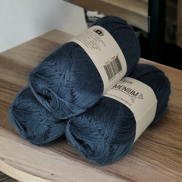 Cotton Bamboo Yarn Pandamonium 3 in Dark Blue Beautiful Soft Yarn with Sheen Melinas Crafts