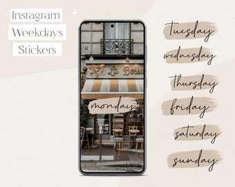 Instagram Story Weekdays Stickers - Brush Stroke | Lifestyle Instagram Stickers