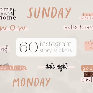 60 INSTAGRAM STORY STICKERS - aesthetic and cute digital stickers for instagram stories