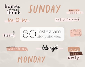 60 INSTAGRAM STORY STICKERS - aesthetic and cute digital stickers for instagram stories
