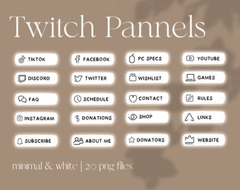 TWITCH PANNELS WHITE | White and Minimal Cute Twitch Pannels | 20 Twitch Pannels | White Png Images Transparent Background for Twitch