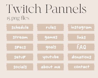 TWITCH PANNELS BEIGE | Minimal Cute Twitch Pannels |15 Twitch Pannels | Png Images Transparent Background for Twitch