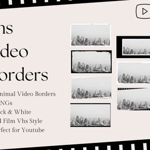 Minimal Vhs Youtube Video Frames | Video Borders | Youtube Branding | Black and White Video Frames