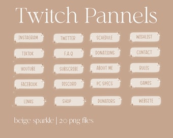 TWITCH PANNELS BEIGE |  Minimal Cute Twitch Pannels | 20 Twitch Pannels |  Png Images Transparent Background for Twitch