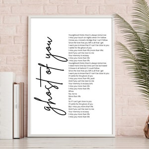 Ghost - Song Lyrics | DIGITAL DOWNLOAD ONLY | Wall Art | Poster Print | Justin Bieber