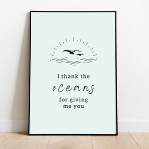 Hesitate - Song Lyrics | DIGITAL DOWNLOAD | Poster Print | I thank the oceans for giving me you | Wall Art | Jonas Brothers