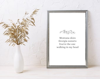 Montana Sky - Song Lyric Poster | DIGITAL DOWNLOAD ONLY | Poster Print | Wall Art | Jonas Brothers The Album