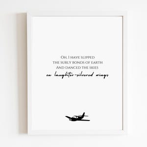 Oh, ik heb de norse banden van de aarde losgelaten | High Flight-gedicht | DIGITALE DOWNLOAD | Pilotencadeau | Afstuderen vliegschool | Citaat luchtvaart