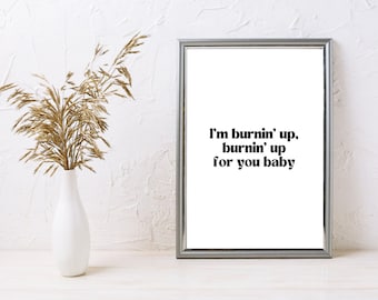 Póster lírico de la canción Burnin' Up / DESCARGA DIGITAL SOLAMENTE / Arte de pared / Cita del póster / Jonas Brothers Merch