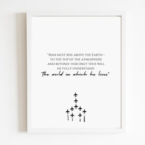 Luchtvaartposterkunst: "De mens moet boven de aarde uitstijgen" | DIGITAAL DOWNLOADBESTAND | Afstuderen luchtvaart | Cadeau pilootvliegtuig | Inspirerend decor