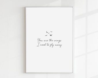Wings - Song Lyric Poster | DIGITAL DOWNLOAD ONLY | "You are the wings I need to fly away" | Jonas Brothers | Merch | Wall Art | The Album