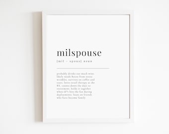 Military Wife Gift | Military Spouse Definition | Funny Military Spouse Gift | DIGITAL DOWNLOAD FILE | Wall Decor | Poster | Home Office