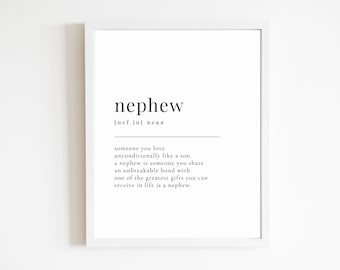 Nephew Quote Definition | DIGITAL DOWNLOAD ONLY | Gift for Nephew | Christmas Gift | Birthday Gift | Digital File | Poster Print