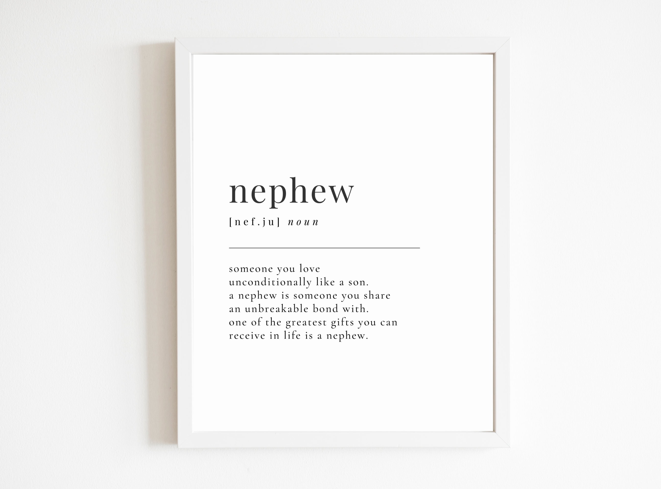 Nephew Quote Definition DIGITAL DOWNLOAD ONLY Gift for Nephew Christmas