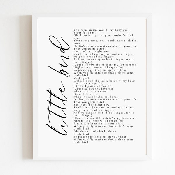 Little Bird - Song Lyric Poster | DIGITAL DOWNLOAD ONLY | Full lyrics poster | Jonas Brothers | Merch | Wall Art | Concert | Digital File