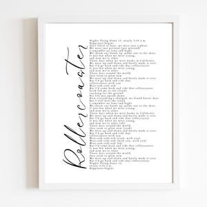 Rollercoaster Song Lyrics Print | Jonas Brothers | Digital Download ONLY | Gift | Poster | Decor | Nick Joe Kevin | Wall Art | Printable