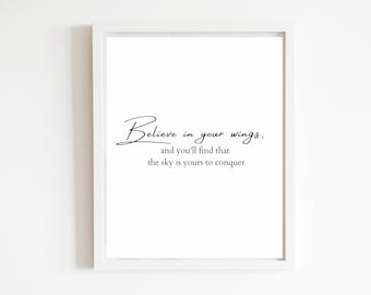 Aviation Quote: “Believe in your wings" Aviation | DIGITAL DOWNLOAD FILE | Plane Gift | Pilot gift | Printable | Flight School Graduation
