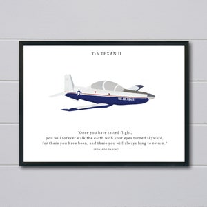 T6 - Jet de entrenamiento de avión de la Fuerza Aérea Texan II / Solo descarga DIGITAL / Decoración del hogar / Regalo de graduación de entrenamiento de piloto UPT / Cotización de aviación