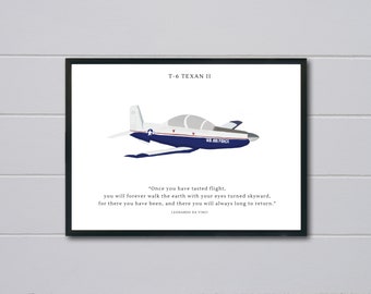 T6 - Texan II Air Force Plane Trainer Jet | DIGITAL download only | Home Decor | UPT Pilot Training Graduation Gift | Aviation Quote