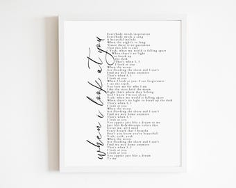 When I Look At You Lyric Poster | DIGITAL DOWNLOAD ONLY | Full lyrics poster | Miley Cyrus | Merch | Wall Art | Concert | png file | gift
