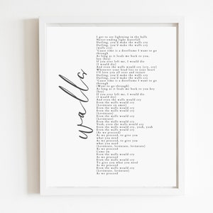 Walls - Song Lyric Poster | DIGITAL DOWNLOAD ONLY | &quot;Even the walls would cry&quot; | Jonas Brothers | Merch | Wall Art | Digital file | Concert