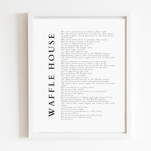 Waffle House - Song Lyric Poster | DIGITAL DOWNLOAD ONLY | Full song lyrics | Jonas Brothers | Merch | Wall Art | Concert | File | Decor