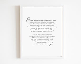 Aviation Prints:  "Oh I have slipped the surly bonds of earth" | DIGITAL DOWNLOAD | Pilot Gift | Flight School Graduation | Pilot Quote