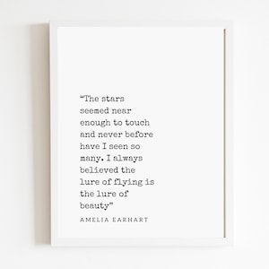 Aviation Poster: &quot;Stars seemed near enough to touch&quot; | DIGITAL DOWNLOAD FILE | Pilot gift for women | Aviation inspiration | Art decor