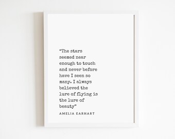 Aviation Poster: "Stars seemed near enough to touch" | DIGITAL DOWNLOAD FILE | Pilot gift for women | Aviation inspiration | Art decor
