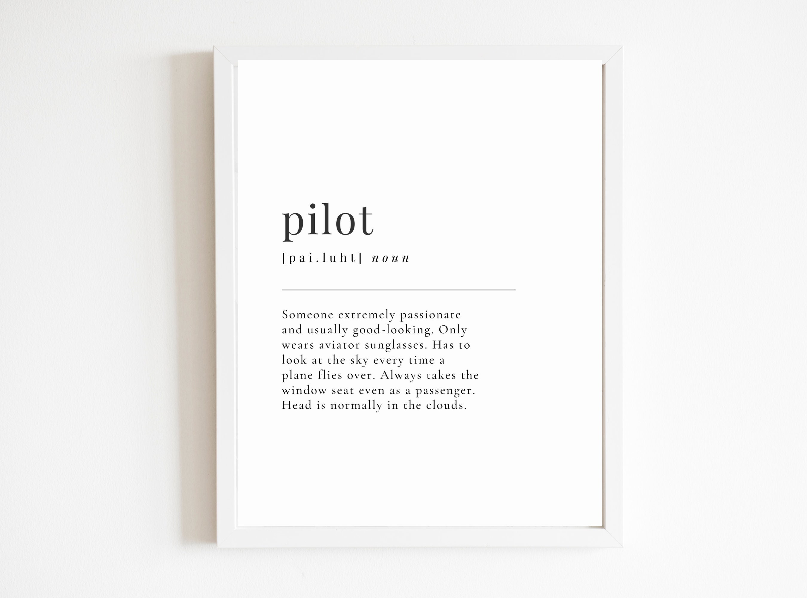 Pilot Definition Poster DIGITAL DOWNLOAD ONLY Poster Print Wall Art