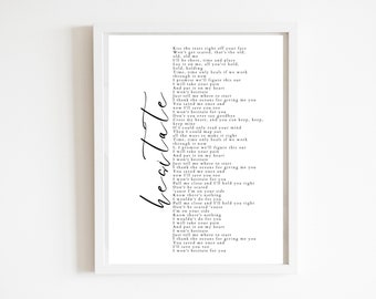 Hesitate Song Lyrics | DIGITAL FILE ONLY | Jonas Brothers | Happiness Begins | Poster | Printable | png | happiness begins | merch | tour
