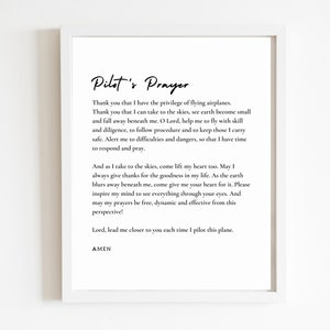 Oración del piloto / DESCARGA DIGITAL / Regalo para pilotos / Graduación / Oración para aviadores / Archivo imprimible / Cita de piloto / Militar / Vuela seguro