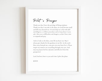 Pilot's Prayer | DIGITAL DOWNLOAD | Pilot Gift | Graduation | Prayer for Aviators | Printable File | Pilot quote | Military | Fly Safe