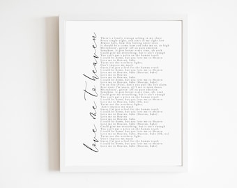 Love Me To Heaven - Song Lyric Poster | DIGITAL DOWNLOAD ONLY | Lyrics poster | Jonas Brothers | Merch | Wall Art | Concert | Digital File