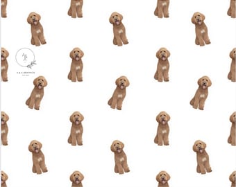 Doodle Dog Seamless Pattern | Puppy Pattern | DIGITAL DOWNLOAD FILE | Hand-Drawn Copper Colored Doodle | Goldendoodle Puppy Dog Fabric File