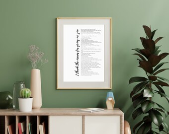 Hesitate Song Lyrics | DIGITAL DOWNLOAD ONLY | Poster Print | I thank the oceans for giving me you | Jonas Brothers