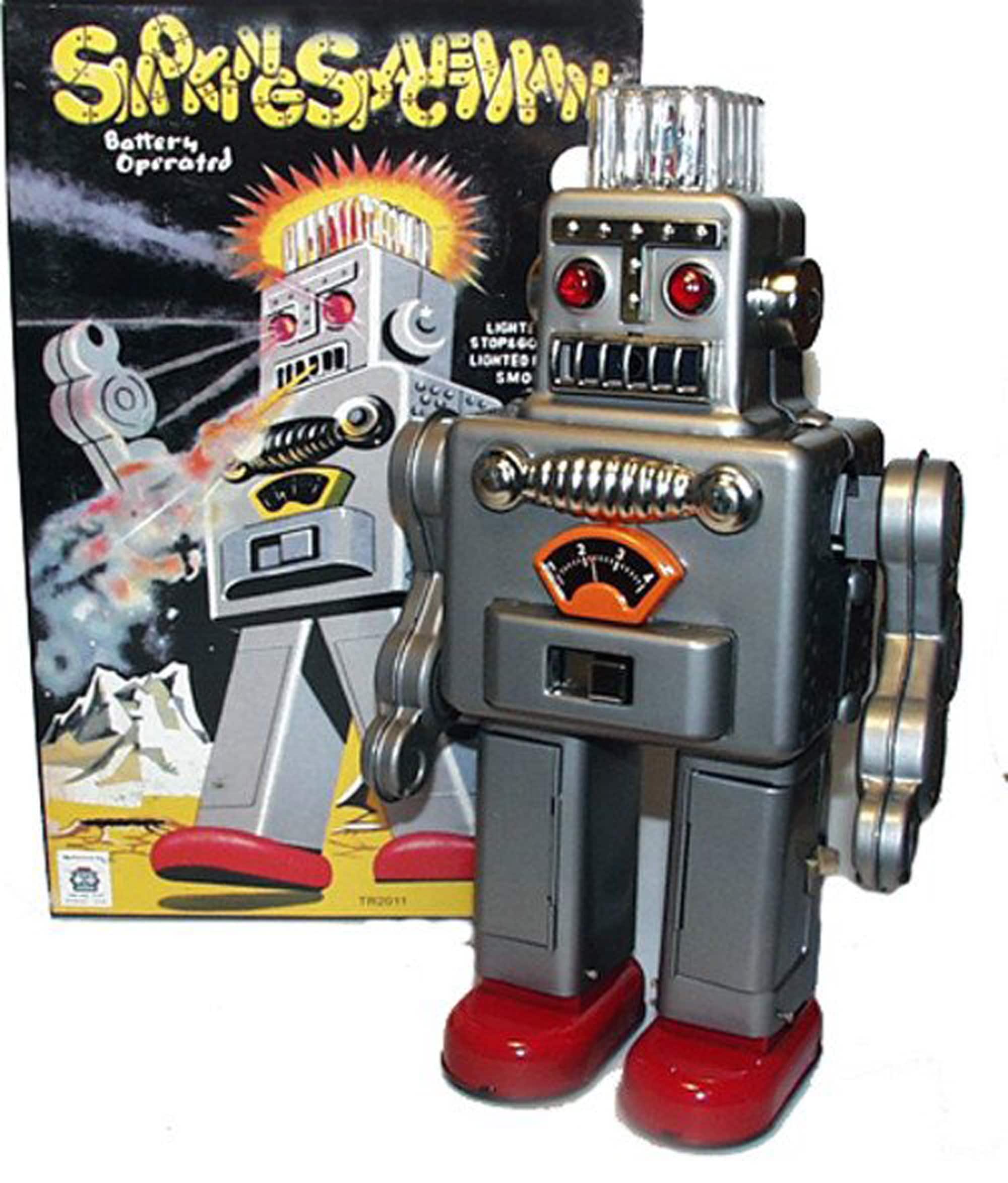 Smoking Spaceman Robot Tin Toy Battery Op - Etsy