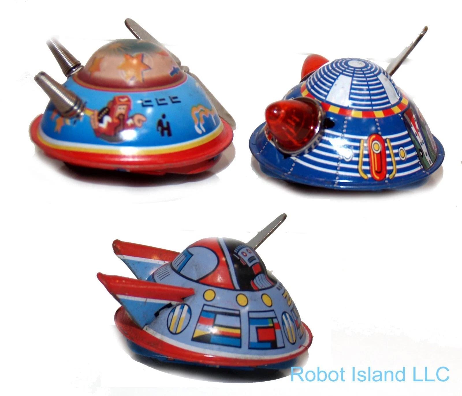 Flying Saucer Space Windup Set Wind-up Space Toys - Etsy
