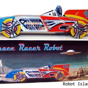 Robby the Robot Space Racer Wind Up Tin Toy Retro Collectible - USA SELLER