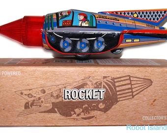 Plåtleksak Raket Rymdleksaks Friktionskraft Vintagestil Leksak REA!