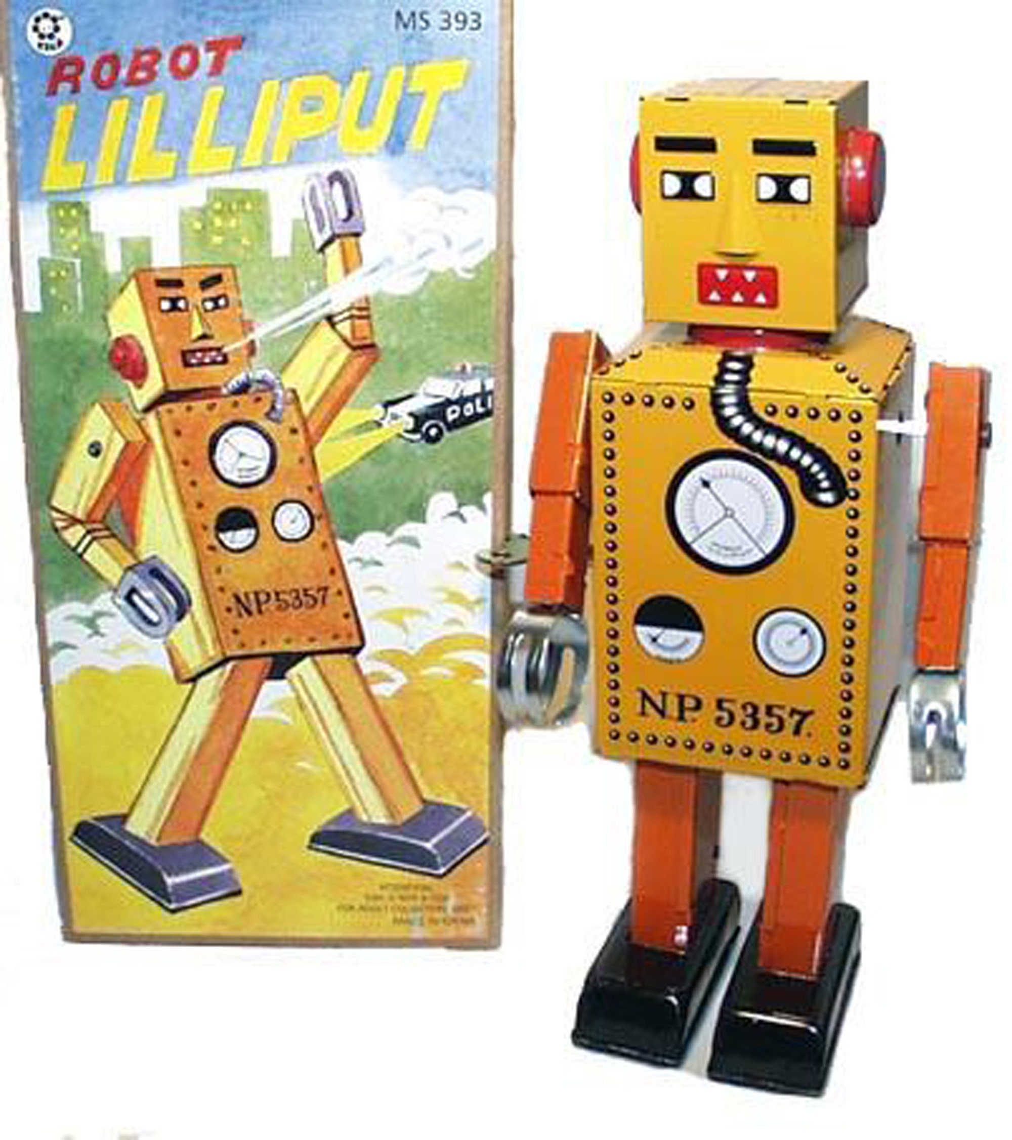 SALE! SCHYLLING WIND UP ROBOT LILLIPUT TIN TOY YELLOW VERSION 