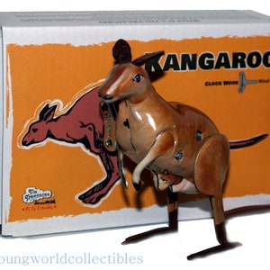 Kangaroo Windup Tin Toy Jumping Clockwork Mechanism with box and key - SALE!