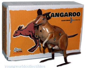 Kangaroo Windup Tin Toy Jumping Clockwork Mechanism with box and key - SALE!