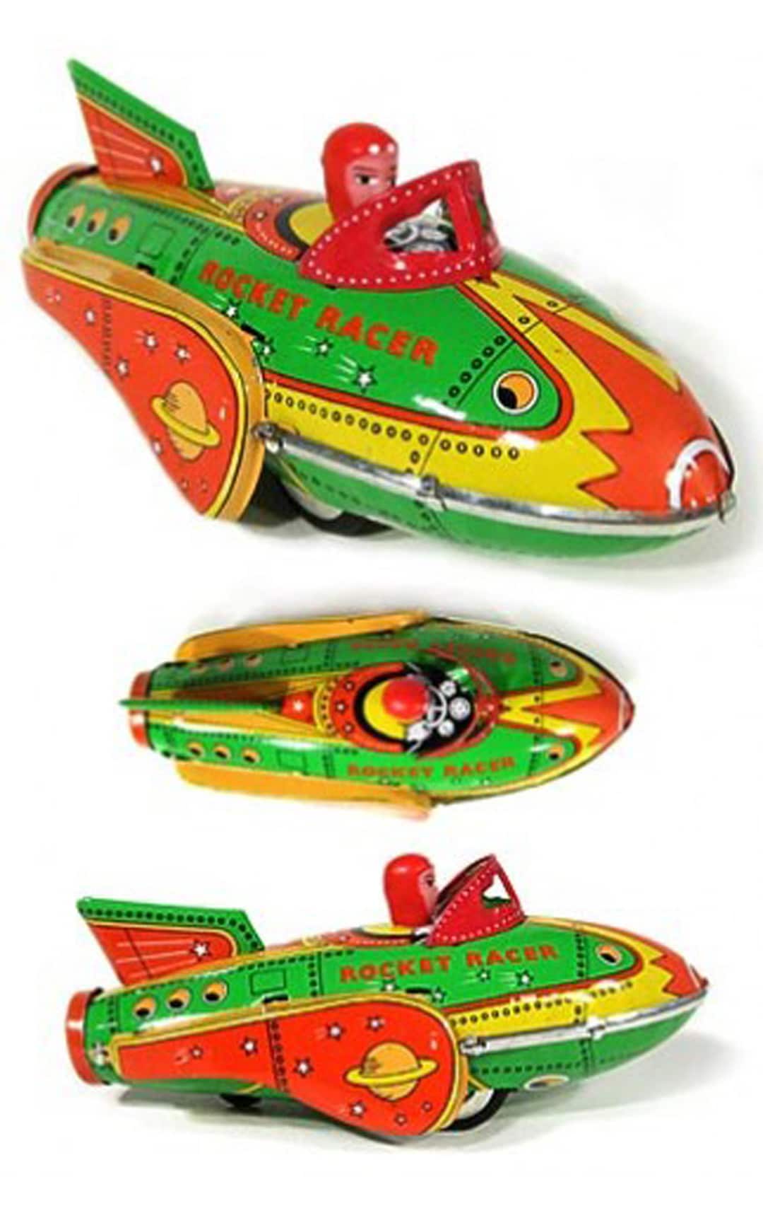 VINTAGE ROCKET RACER MODERN TOYS JAPAN TIN TOY FRICTION