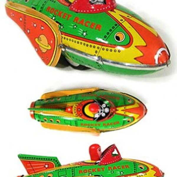 Tin Toy Rocket Racer Space Ship avec moteur Sound Friction Power MF735